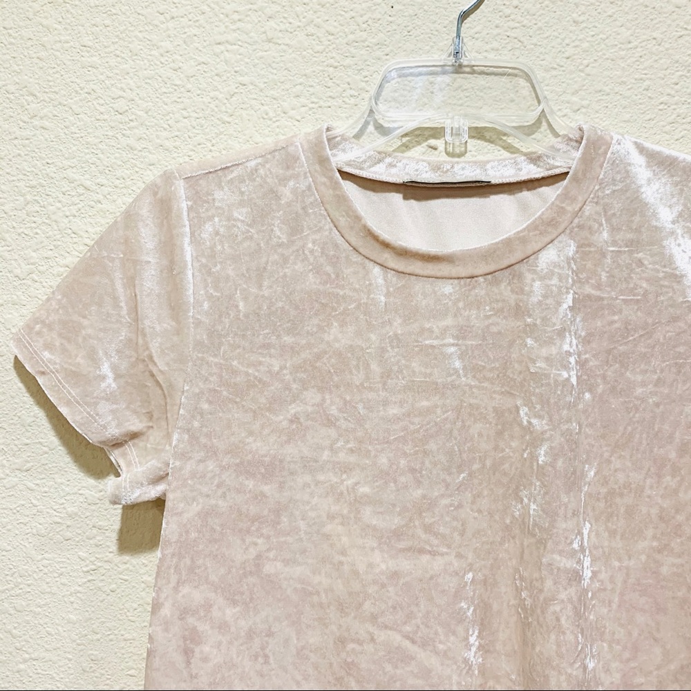Soft Short Sleeve Velvet Crop Top (NWT) - Picture 2 of 8
